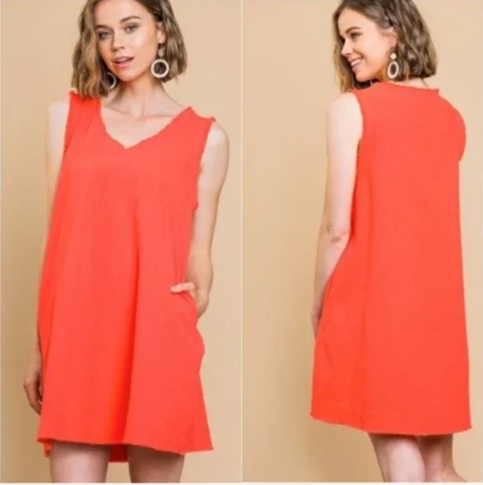 NWT Umgee Hot Coral Midi Dress Sz Medium